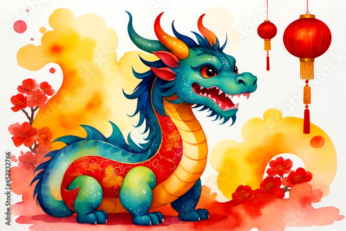 Year of the Dragon,  Charming New Year Card, AI Generated © GOLVR