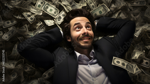 Businessman Drowning in Money