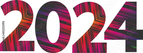 Colorful Happy New Year 2024 Grunge Black And White Urban Vector Texture Template. Argent base for website, print, basis for banners, wallpapers, business cards, brochure