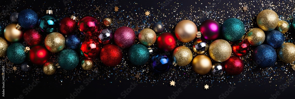 Christmas and New Year background made of balls and sparkles, with glitter and glamour, rich jewel colors. Christmas and New Year background made of balls and sparkles, with glitter and glamour, rich jewel colors.