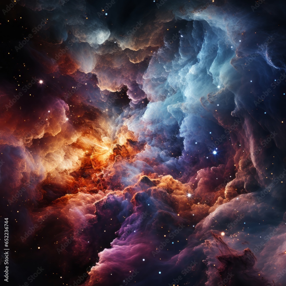 Fototapeta premium Arrière-plan nuage de nébuleuse étoilée dans l'espace rempli de poussière d'étoiles