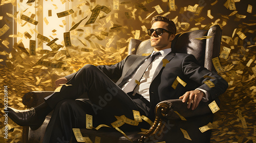 Businessman Enjoying Money Rain