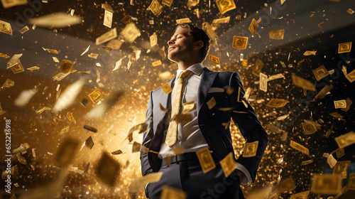 Businessman Enjoying Money Rain