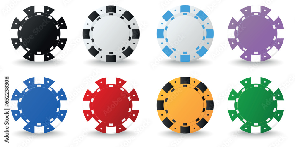 Vector images of casino chips. Collection of casino chips for gambling, poker Vector images of casino chips. Collection of casino chips for gambling, poker