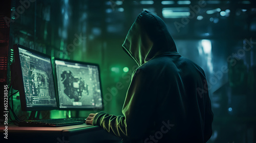 Hooded Hacker Trying to Break Into Hi-Tech System
