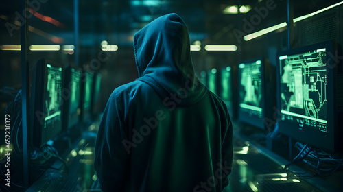 Hooded Hacker Trying to Break Into Hi-Tech System