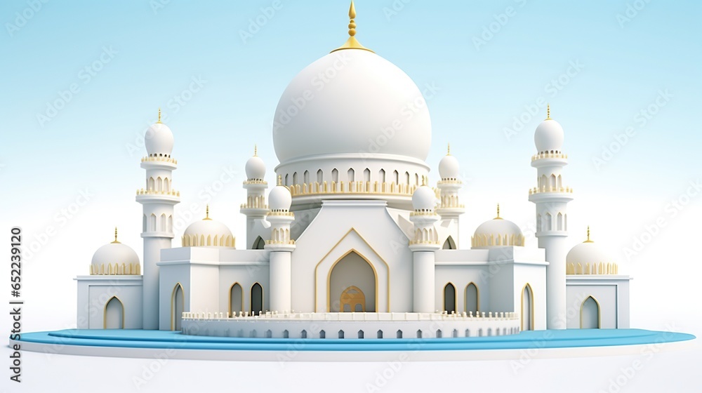 Mosque building with cartoon style. AI generated image
