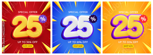 25 percent Off. Discount creative composition. Mega Sale.