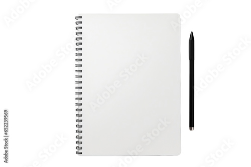 blank notebook isolated on white background photo