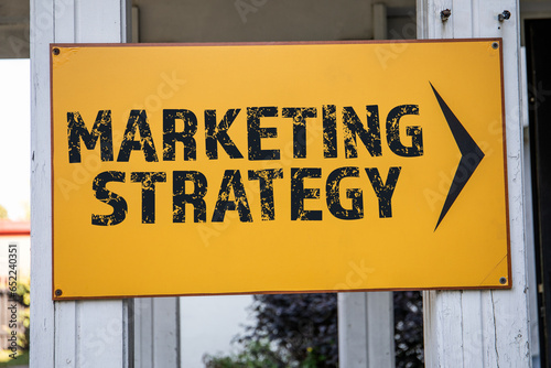 Marketing Strategy Concept. Pointing arrow with text. Advertising poster