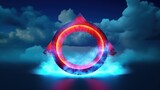 abstract cloud illuminated with neon light tiangular ring