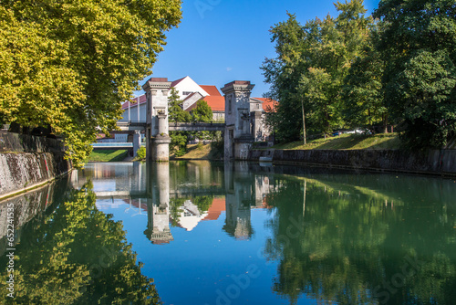 Ljubljanica River, downtown Ljubljana. Slovenia photo