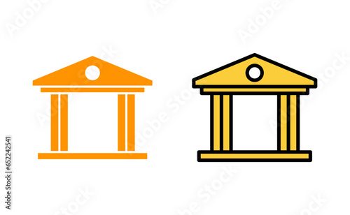 Bank icon set for web and mobile app. Bank sign and symbol, museum, university