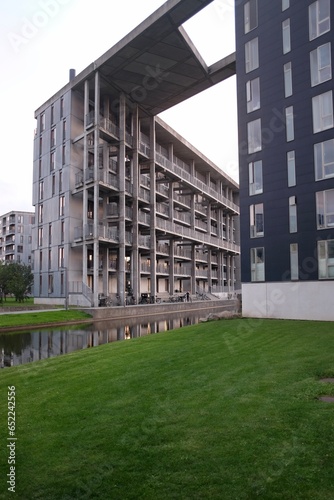 Ørestad, Copenhagen, Denmark during a Pink Sunset