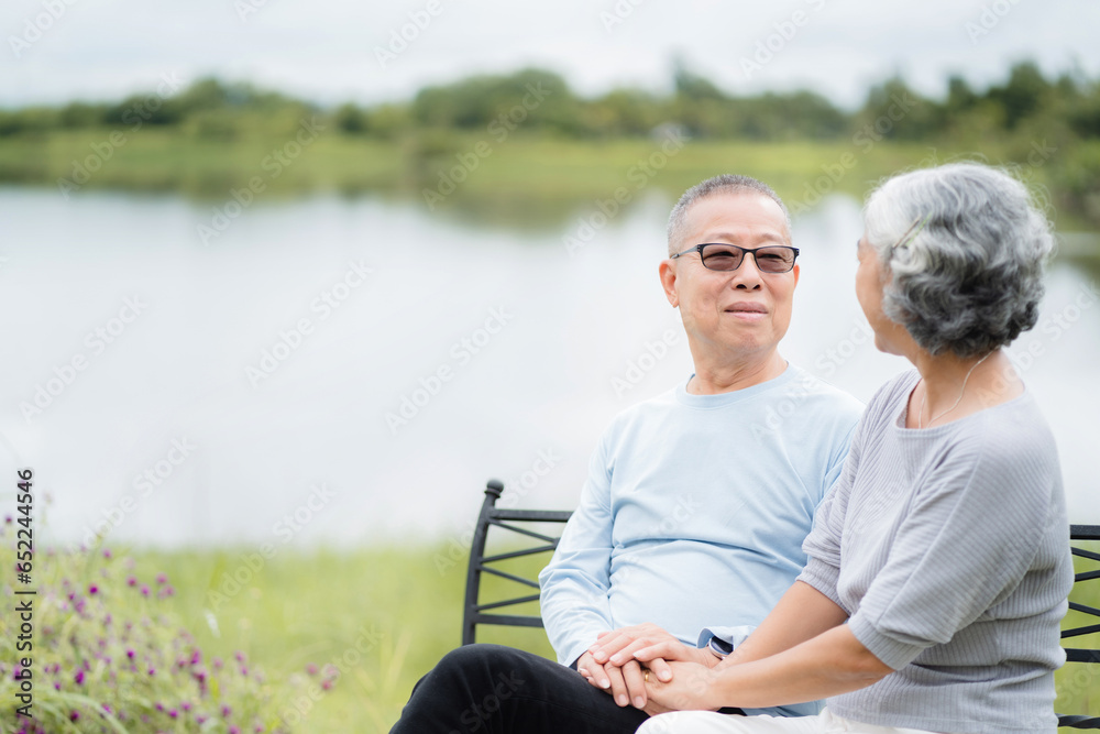 Senior couple together, happy moments - Elderly people take care of each other  - concepts about elderly lifestyle and relationship.