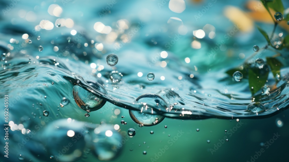 Underwater splash with bubbles. Generative Ai. 