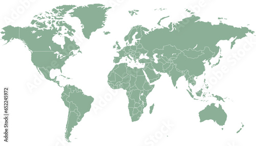World map. Silhouette map. Color modern vector map	