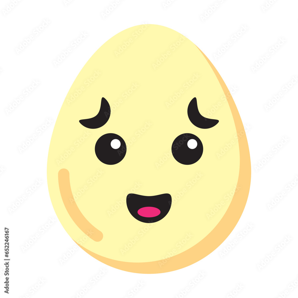 scared egg emoticon flat style