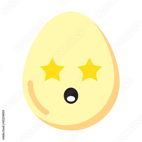 excited egg emoticon flat style