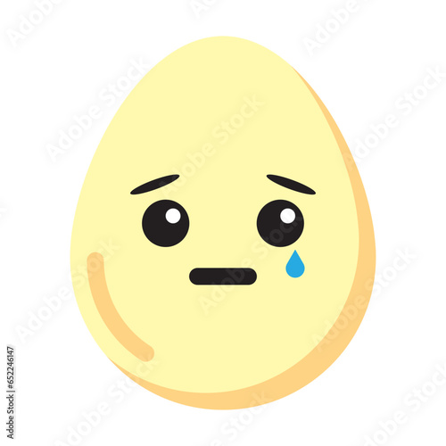 sad egg emoticon flat style