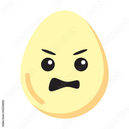angry egg emoticon flat style