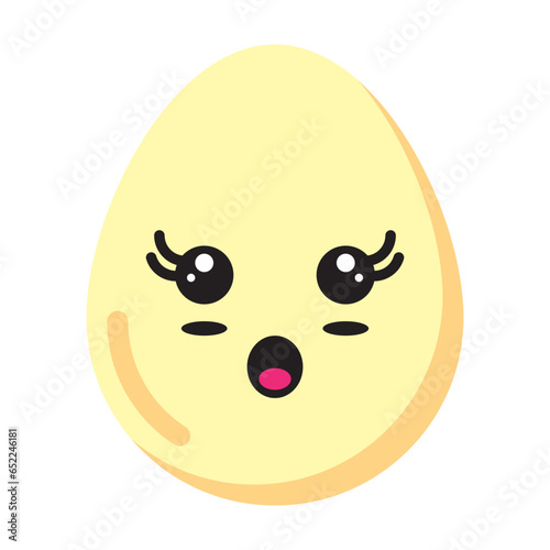 impressed egg emoticon flat style