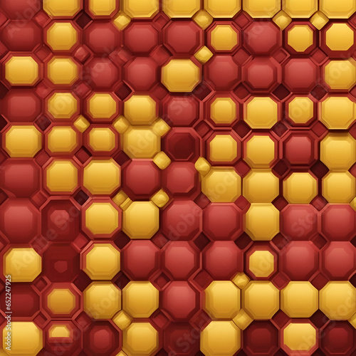 Seamless red and yellow octaganal ball like background looks like honeycomb 