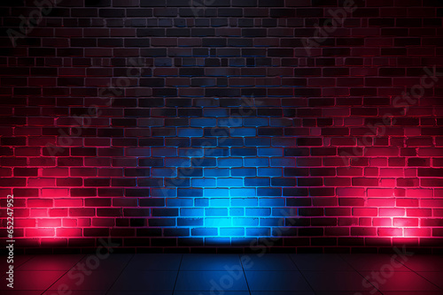 Standup comic night  3 Spotlight Neon light on brick wall