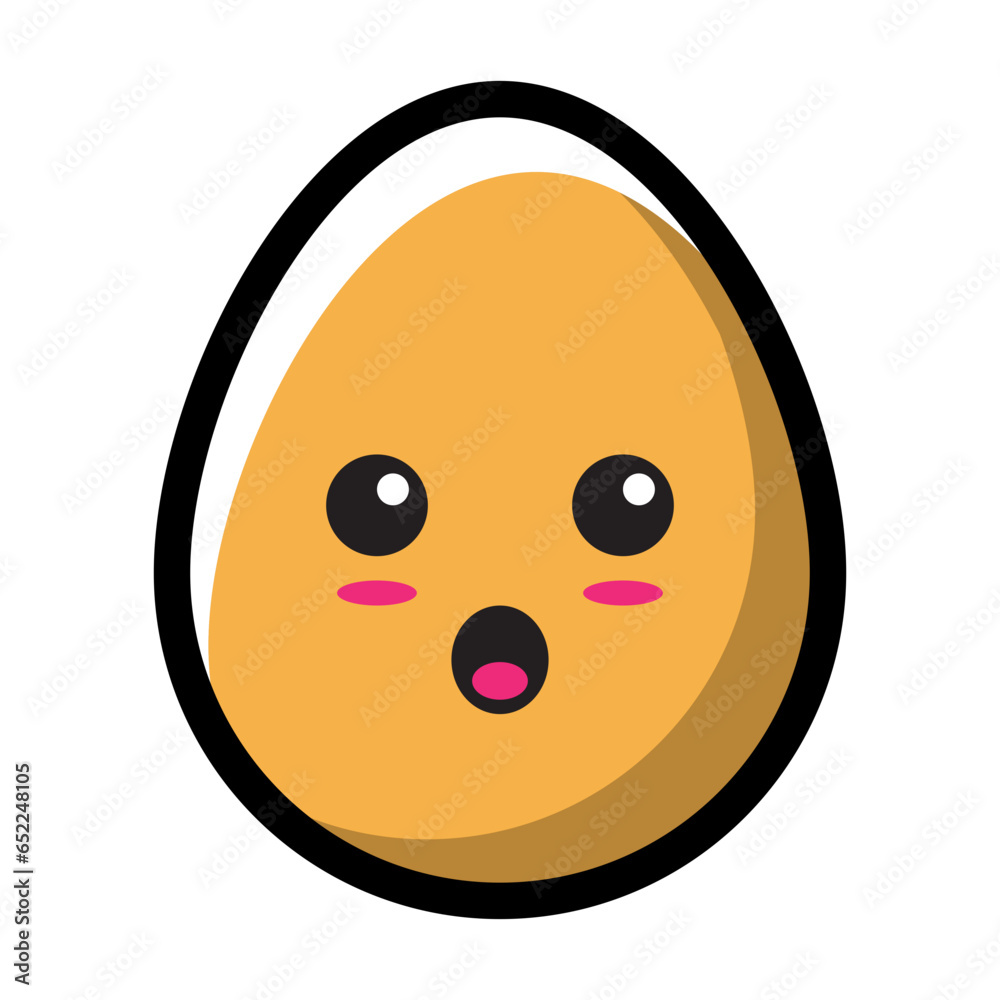 Fototapeta premium amazed egg emoticon filled line style