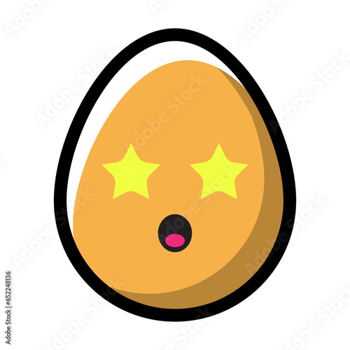 excited egg emoticon filled line style