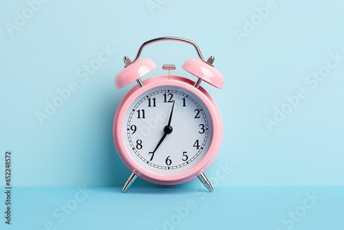 close-up of vintage alarm clock against minimalist theme background