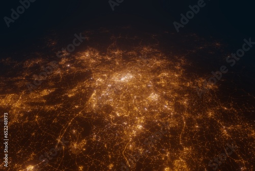 Aerial view on Manchester (United Kingdom) from south. Satellite view on modern city at night