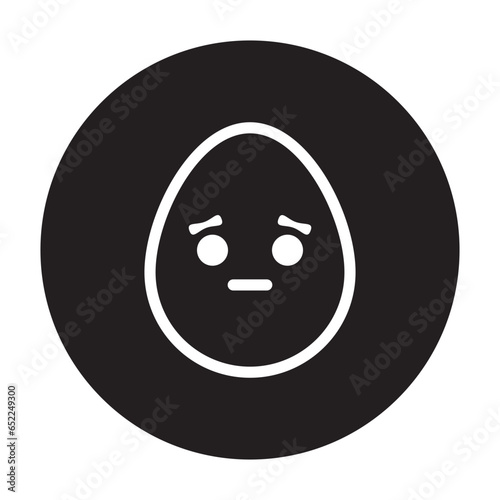 fearful egg emoticon circle line style