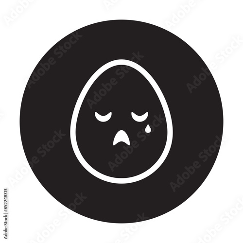 miserable egg emoticon circle line style