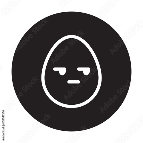 expressionless egg emoticon circle line style