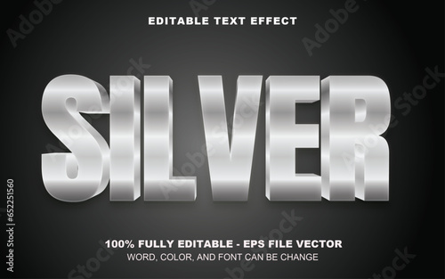 Silver Editable Text Effect | EPS File Vector