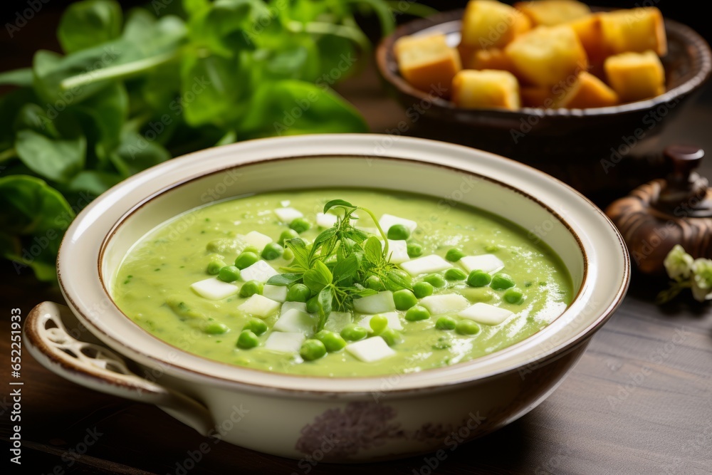 Savor the Traditional Finnish Delight with a Close-Up of the Scrumptious Finnish Pea Soup (Hernekeitto)