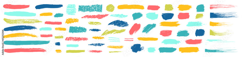 Vector paint brush texture strokes. Ink splash smear background set. Paintbrush color charcoal scribble elements collection. Rough crayon art doodles. Pencil lines. Each element is united and isolated Vector paint brush texture strokes. Ink splash smear background set. Paintbrush color charcoal scribble elements collection. Rough crayon art doodles. Pencil lines. Each element is united and isolated