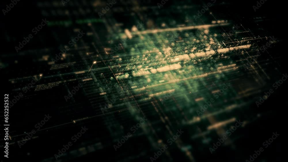 Advanced data matrix simulation UI with cutting-edge digital environment with a dynamic and immersive display of interconnected data matrix information networks systems background