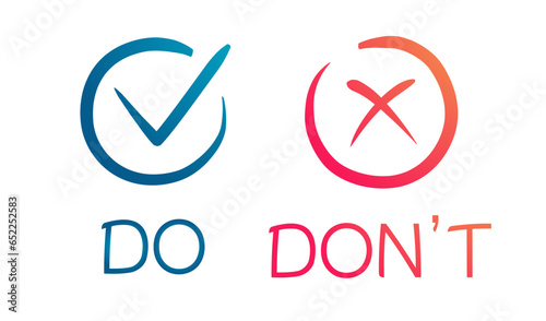 Do and dont icon vector hand draw style isolated on white background 10 eps