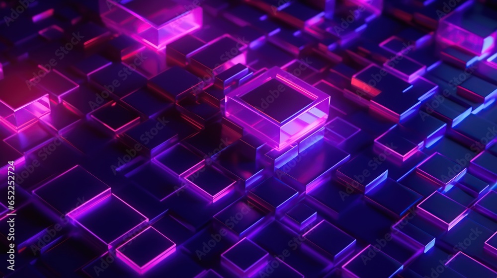 3d rendering of abstract background with cubes in violet and blue colors 3d rendering of abstract background with cubes in violet and blue colors