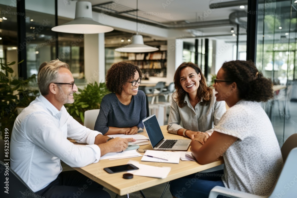 Cheerful design professionals having a meeting in an office