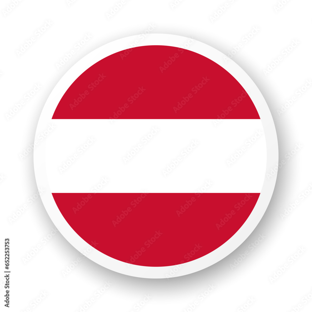 Flag of Austria flat icon. Round vector element with shadow underneath. Best for mobile apps, UI and web design. Flag of Austria flat icon. Round vector element with shadow underneath. Best for mobile apps, UI and web design.