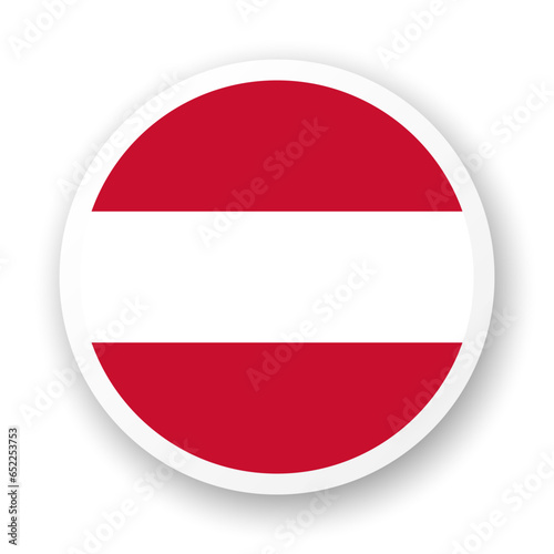 Flag of Austria flat icon. Round vector element with shadow underneath. Best for mobile apps  UI and web design.
