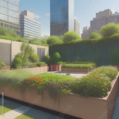 howcase urban gardens, rooftop greenery, or community parks in city settings. Emphasize the importance of incorporating green spaces into urban planning for improved air quality and quality of life. photo