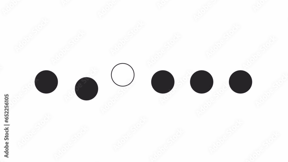 Dots swapping places back forth black and white loading animation. Rotating balls outline 2D cartoon preloader, flat ui element 4K video loader motion graphic. Refresh waiting animated indicator gif