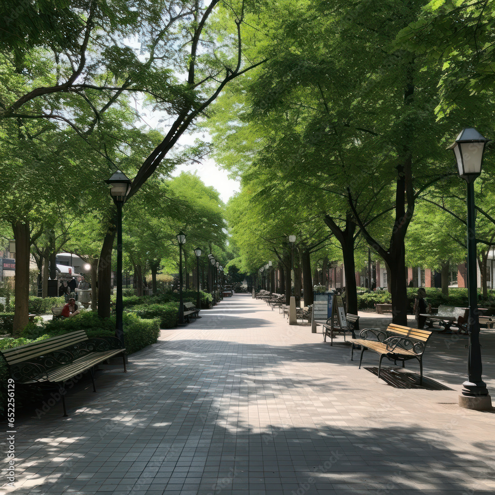 A panoramic shot of a wide and curved street 
