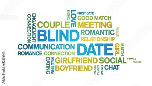 Blind Date animated tag word cloud;text design animation kinetic typography seamless loop.