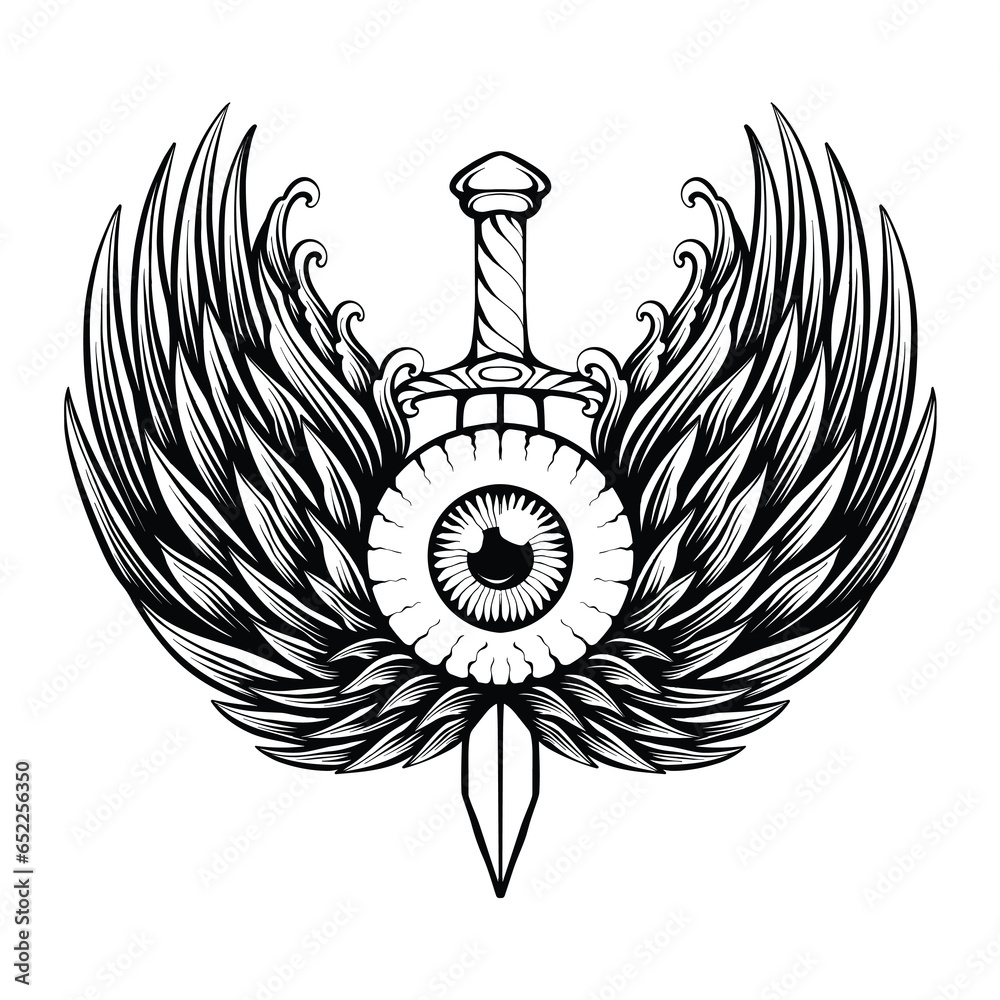 eye with eye sword Isolated vector illustration. Conspiracy theory ...
