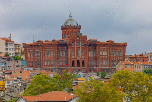 Phanar Greek Orthodox College and Exterior shot of Neo Byzantine architecture style Bulgarian St. Stephen Church photo